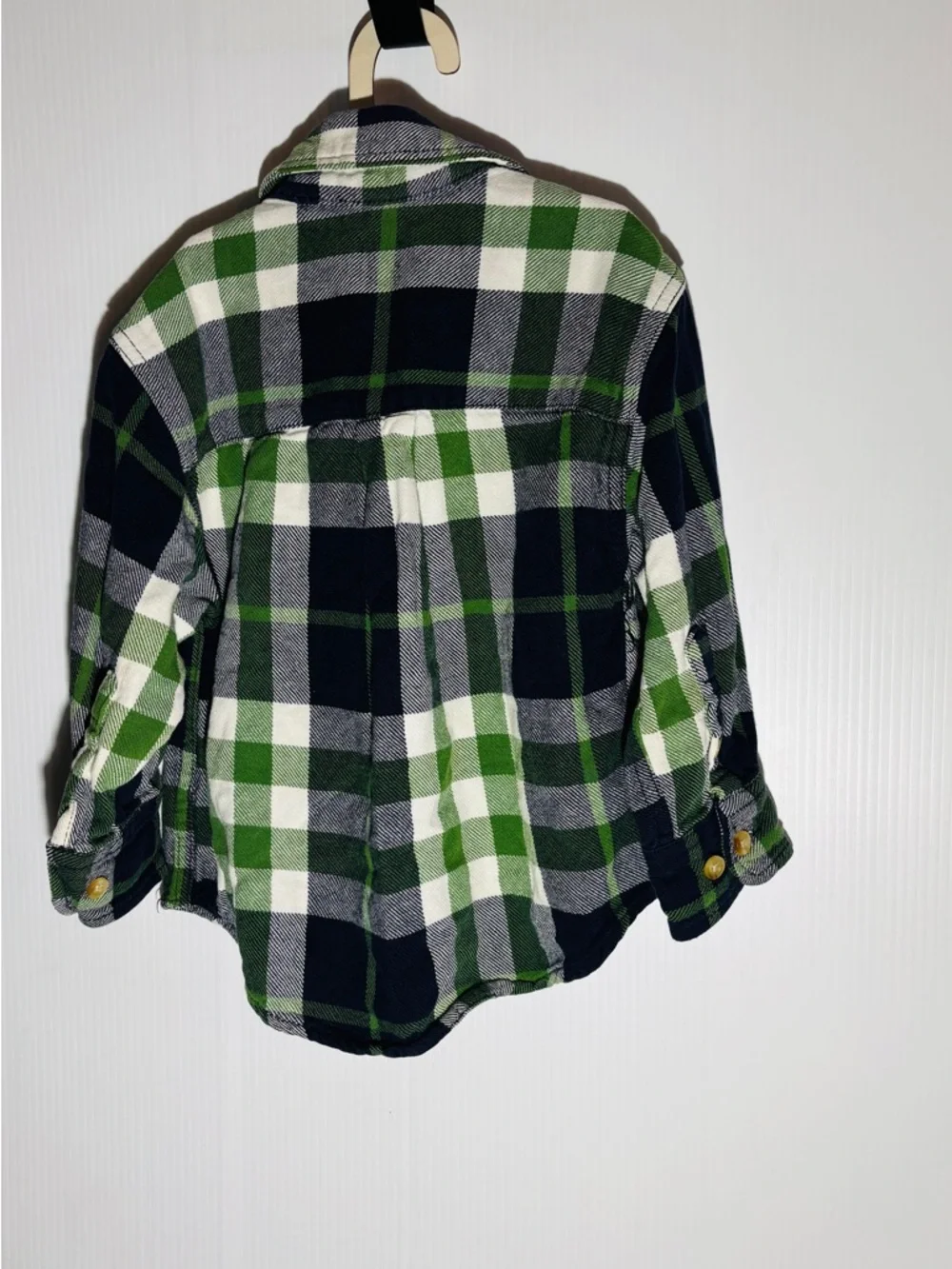 GAP Navy Green Plaid Button-Down Shirt for Kids size XXS
